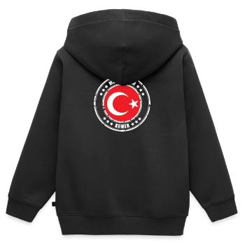 Memleketim KEMER - Sweat Premium à capuche zippé enfant bio - noir - Dos - AI Model Kid Male (0cm)