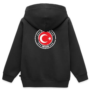 Memleketim Emirdag - Sweat Premium à capuche zippé enfant bio - noir - Dos - AI Model Kid Male (0cm)