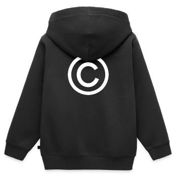 Ich bin geschuetzt - Copyright - Kinder Premium Organic Zip Hoodie - Schwarz - Hinten - AI Model Kid Male (0cm)