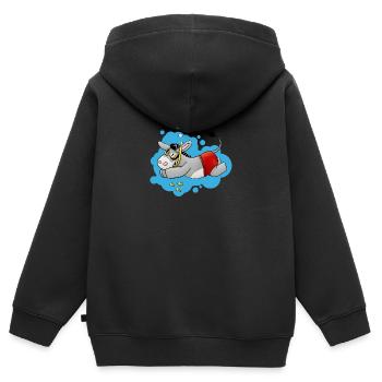 Esel - Kuschelesel geht schwimmen - Kinder Premium Organic Zip Hoodie - Schwarz - Hinten - AI Model Kid Male (0cm)