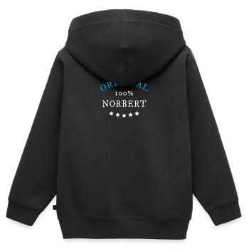 Original 100% Norbert, Geschenk, Namen - Kinder Premium Organic Zip Hoodie - Schwarz - Hinten - AI Model Kid Male (0cm)