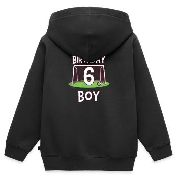 6 Jahre alt und Fußballspieler - Geburtstagskind - Kinder Premium Organic Zip Hoodie - Schwarz - Hinten - AI Model Kid Male (0cm)