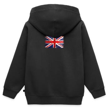 English Flag. Cool British Flag. British Roots - Sweat Premium à capuche zippé enfant bio - noir - Dos - AI Model Kid Male (0cm)