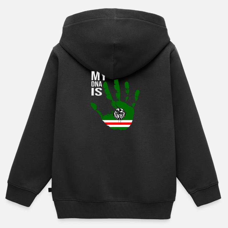 Drapeau tchétchène, Mon ADN est la Tchétchénie, Drapeau tchétchène - Sweat Premium à capuche zippé enfant bio - noir