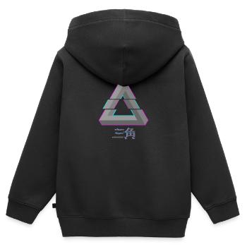 Penrose Triangle - Glitch Vaporwave - Kids Premium Organic Zip-up Hoodie - black - Back - AI Model Kid Male (0cm)