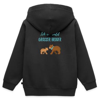 Ich bin bald grosser Bruder / werde großer Bruder - Kinder Premium Organic Zip Hoodie - Schwarz - Hinten - AI Model Kid Male (0cm)