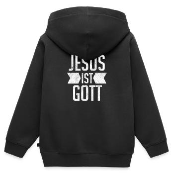 Jesus ist Gott - Kinder Premium Organic Zip Hoodie - Schwarz - Hinten - AI Model Kid Male (0cm)