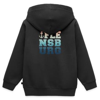 Flensburger Förde Flensburger Souvenir Geschenk - Kinder Premium Organic Zip Hoodie - Schwarz - Hinten - AI Model Kid Male (0cm)