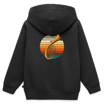 retro Tenorhorn Volksmusik Geschenk - Kinder Premium Organic Zip Hoodie - Schwarz - Hinten - AI Model Kid Male (0cm)