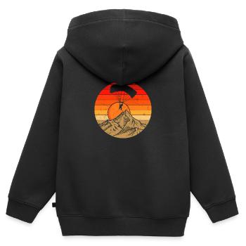 Retro Paragleiter Paragleiten Paragliding Berg - Kinder Premium Organic Zip Hoodie - Schwarz - Hinten - AI Model Kid Male (0cm)
