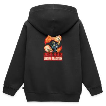 Feuerwerk ist kein Verbrechen Pyro Ultras - Kinder Premium Organic Zip Hoodie - Schwarz - Hinten - AI Model Kid Male (0cm)