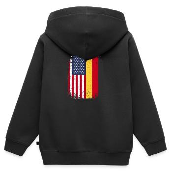 Deutschlandflagge USA Deutschland - Kinder Premium Organic Zip Hoodie - Schwarz - Hinten - AI Model Kid Male (0cm)