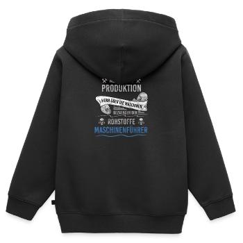 Meister der Produktion Maschinenführer - Kinder Premium Organic Zip Hoodie - Schwarz - Hinten - AI Model Kid Male (0cm)