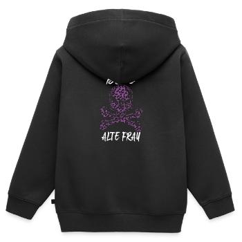 Böse Alte Frau Ironie Leopard Totenkopf Bikerin - Kinder Premium Organic Zip Hoodie - Schwarz - Hinten - AI Model Kid Male (0cm)