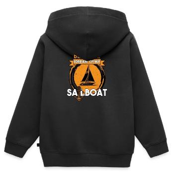 SKIPPER BIN ICH AUF MEINEN SEGELBOOT YACHT - Kinder Premium Organic Zip Hoodie - Schwarz - Hinten - AI Model Kid Male (0cm)