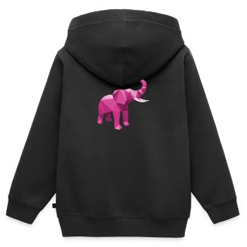 Elephant Pink with stylish LowPoly effect - Kids Premium Organic Zip-up Hoodie - black - Back - AI Model Kid Male (0cm)