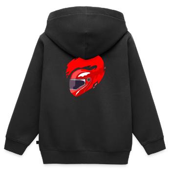 Helm Motorradhelm Rennsport Motorsport - Kinder Premium Organic Zip Hoodie - Schwarz - Hinten - AI Model Kid Male (0cm)