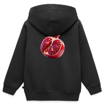 Granatapfel – Saftige Eleganz - Kinder Premium Organic Zip Hoodie - Schwarz - Hinten - AI Model Kid Male (0cm)