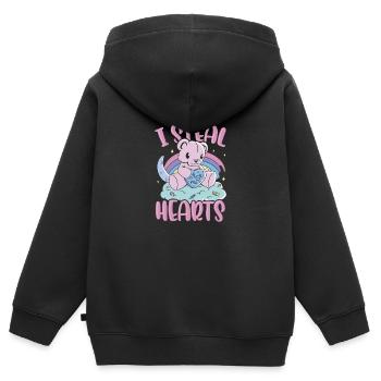 Hug Me - I Steal Hearts - Kinder Premium Organic Zip Hoodie - Schwarz - Hinten - AI Model Kid Male (0cm)