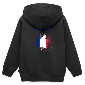 Frankreich france french French - Sweat Premium à capuche zippé enfant bio - noir - Dos - AI Model Kid Male (0cm)