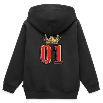 1 Couronne de chiffres - Sweat Premium à capuche zippé enfant bio - noir - Dos - AI Model Kid Male (0cm)