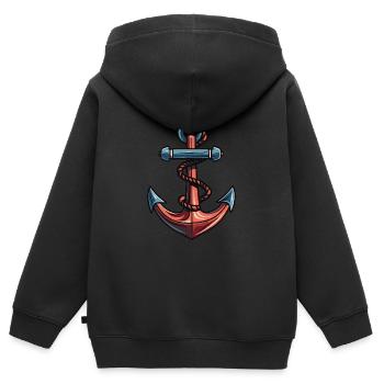 Anker Symbol Hafen - Kinder Premium Organic Zip Hoodie - Schwarz - Hinten - AI Model Kid Male (0cm)