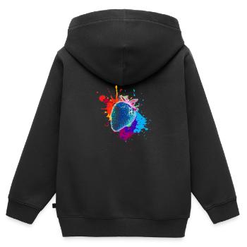 pop-art,erdbeere,farbklecks, splash - Kinder Premium Organic Zip Hoodie - Schwarz - Hinten - AI Model Kid Male (0cm)