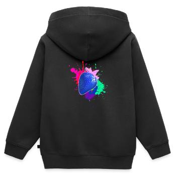 Pop Art, Fraise, Splash of Color, Splash - Sweat Premium à capuche zippé enfant bio - noir - Dos - AI Model Kid Male (0cm)