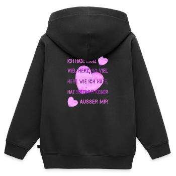 gute Seele viel Herz - Kinder Premium Organic Zip Hoodie - Schwarz - Hinten - AI Model Kid Male (0cm)