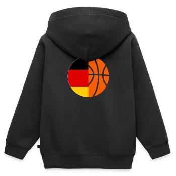 Basketballspieler Deutsche Flagge Basketball - Kinder Premium Organic Zip Hoodie - Schwarz - Hinten - AI Model Kid Male (0cm)