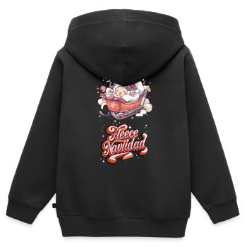 Kuscheliges Weihnachts Schaf - Fleece Navidad - Kinder Premium Organic Zip Hoodie - Schwarz - Hinten - AI Model Kid Male (0cm)