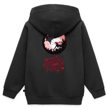 🌙 Vampire Saves the Night - Le héros antagoniste - Sweat Premium à capuche zippé enfant bio - noir - Dos - AI Model Kid Male (0cm)