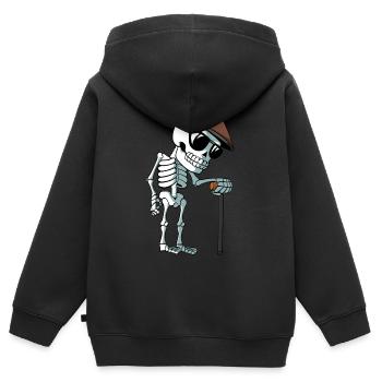 Old man as skeleton with walking stick - Kids Premium Organic Zip-up Hoodie - black - Back - AI Model Kid Male (0cm)
