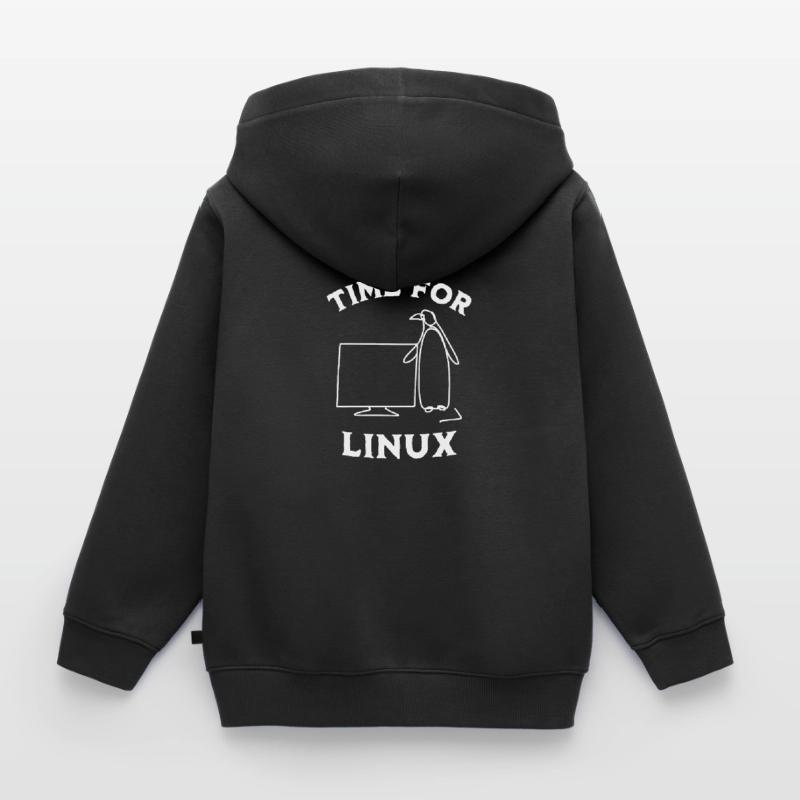 Time for Linux and Open Source Software Kids Premium Organic Zip-up Hoodie