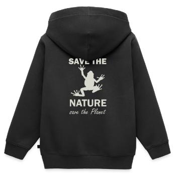 save the nature save the planet naturschutz - Sweat Premium à capuche zippé enfant bio - noir - Dos - AI Model Kid Male (0cm)