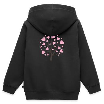 Liebesbaum mit rosa Herzen - Kinder Premium Organic Zip Hoodie - Schwarz - Hinten - AI Model Kid Male (0cm)