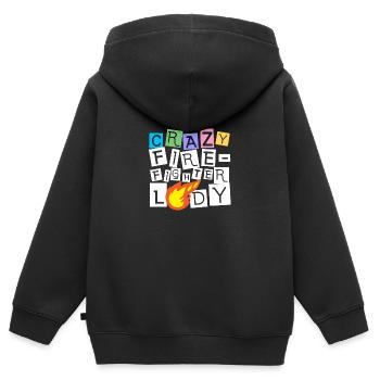 Pompier pompier - Sweat Premium à capuche zippé enfant bio - noir - Dos - AI Model Kid Male (0cm)