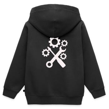 Werkzeug - Schraubendreher Schrauber Bastler - Kinder Premium Organic Zip Hoodie - Schwarz - Hinten - AI Model Kid Male (0cm)