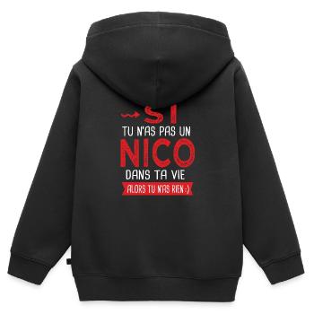 Nicolas Si tu n as pas un Nico dans ta vie Humour - Sweat Premium à capuche zippé enfant bio - noir - Dos - AI Model Kid Male (0cm)