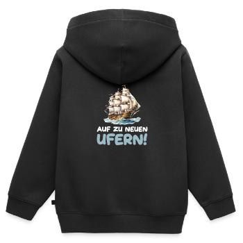 Auf zu neuen Ufern Segeln Segelschiff - Kinder Premium Organic Zip Hoodie - Schwarz - Hinten - AI Model Kid Male (0cm)