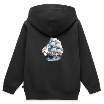 Segeln Segelschiff Segelboot für einen Segler, - Kinder Premium Organic Zip Hoodie - Schwarz - Hinten - AI Model Kid Male (0cm)