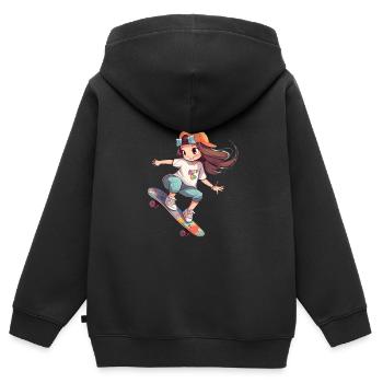 Skater Girl Skateboard Skateboarder Mädchen - Kinder Premium Organic Zip Hoodie - Schwarz - Hinten - AI Model Kid Male (0cm)
