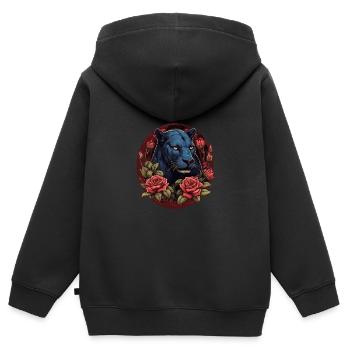 Schwarzer Panther Großkatze - Kinder Premium Organic Zip Hoodie - Schwarz - Hinten - AI Model Kid Male (0cm)