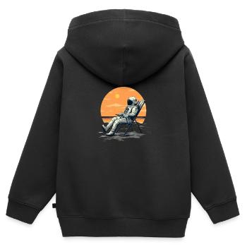 Astronaut Chillen Entspannen Liegestuhl Weltraum - Kinder Premium Organic Zip Hoodie - Schwarz - Hinten - AI Model Kid Male (0cm)