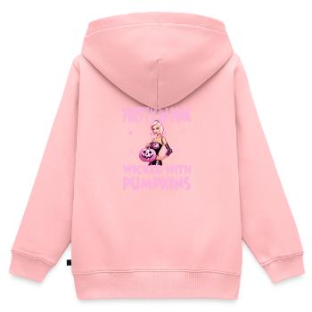 Pretty In Pink Wicked With Pumpkins für Frauen - Kinder Premium Organic Zip Hoodie - Rosa - Hinten - AI Model Kid Female (0cm)