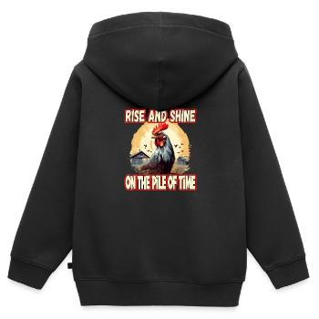 Rise And Shine On The Pile Of Time - Kinder Premium Organic Zip Hoodie - Schwarz - Hinten - AI Model Kid Male (0cm)