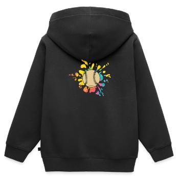 Baseballspieler Baseball - Kinder Premium Organic Zip Hoodie - Schwarz - Hinten - AI Model Kid Male (0cm)