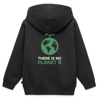 Er is geen Planeet B - Land met Boom - Kinder Premium zip hoodie biologisch - zwart - Achter - AI Model Kid Male (0cm)