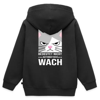 Morgenmuffel Aufstehen Katze Kaffee Geschenk Idee - Kinder Premium Organic Zip Hoodie - Schwarz - Hinten - AI Model Kid Male (0cm)