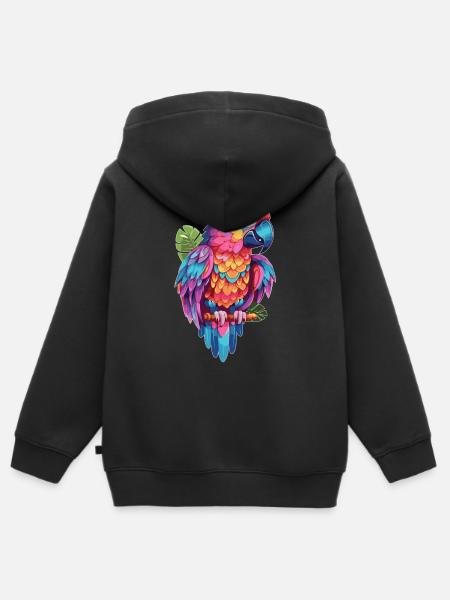Papagei - Kinder Premium Organic Zip Hoodie - Schwarz